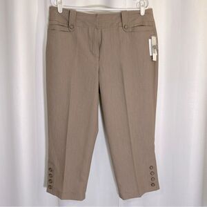 NWT Larry Levine Sand Stretch Slim Leg Crop Pants Size 14